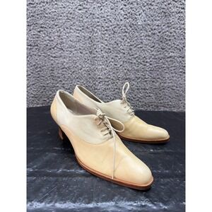 Phyllis‎ Poland Leather Lace Up Heeled Oxford Shoes Beige Womens Size 9AA US